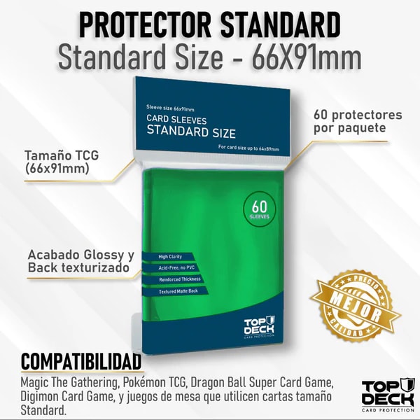 Protectores Top Deck  Esencial - Tamaño Standar Color  Verde2