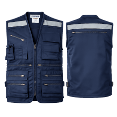 CHALECO GEOLOGO GABARDINA AZUL CANVAS