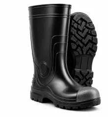 Botas De Agua Pvc Negra Punta De Acero Negro 42