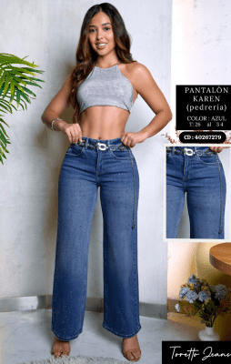 PANT.KAREN AZUL BRILLO TORETTO DAMA