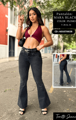 PANT.MARA BLACK 2 PLOMO TORETTO DAMA