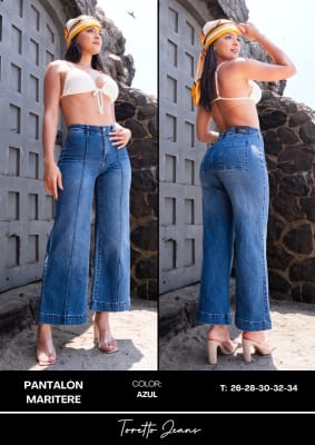 PANT.MARITERE AZUL/MAIZ TORETTO DAMA