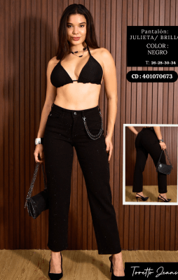 PANT.JULIETA NEGRO PIEDRERIA  TORETTO DAMA