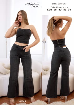 PANT.MAXIFLARE 1B C/B NICOLL PLOMO OSCURO  VOGUI 65