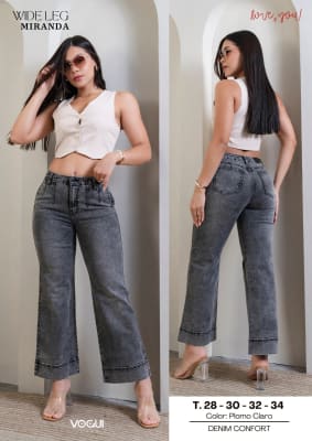PANT. WIDE LEG 1B.C/B MIRANDA PLOMO CLARO  VOGUI 65