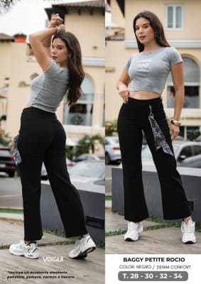 PANT.BAGGY PETITE 1B C/B ROCIO NEGRO VOGUI DAMA1