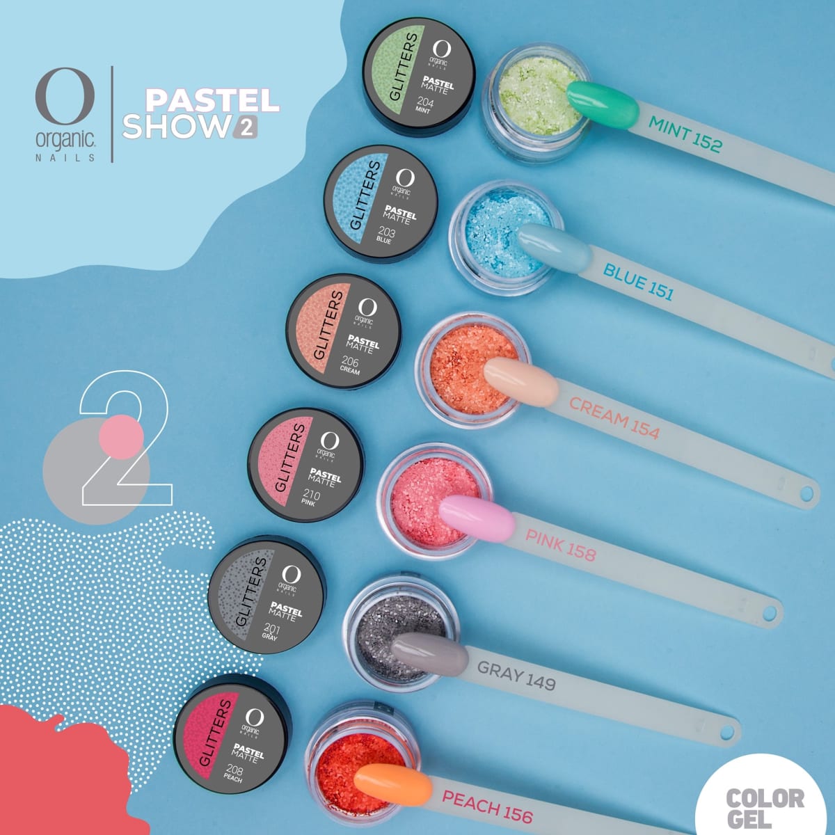 PASTEL SHOW 2 COLLECION CJ C/6 PZA COLOR GEL DE 7,5ML & GLITTER2