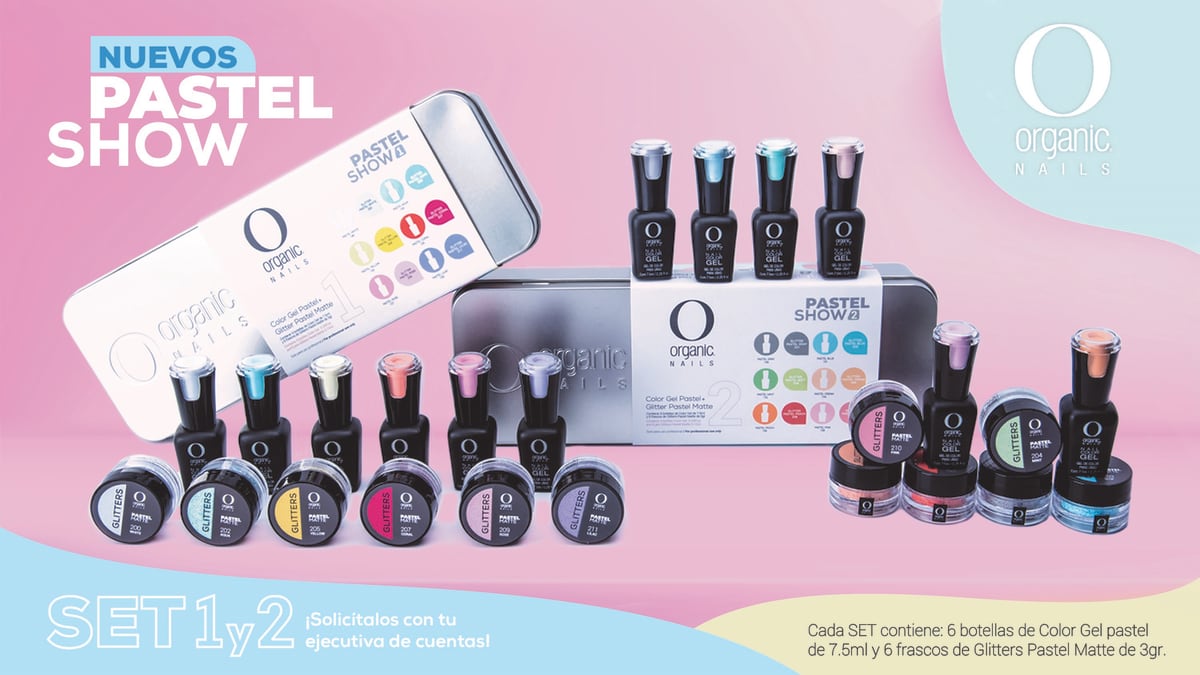 PASTEL SHOW 2 COLLECION CJ C/6 PZA COLOR GEL DE 7,5ML & GLITTER4