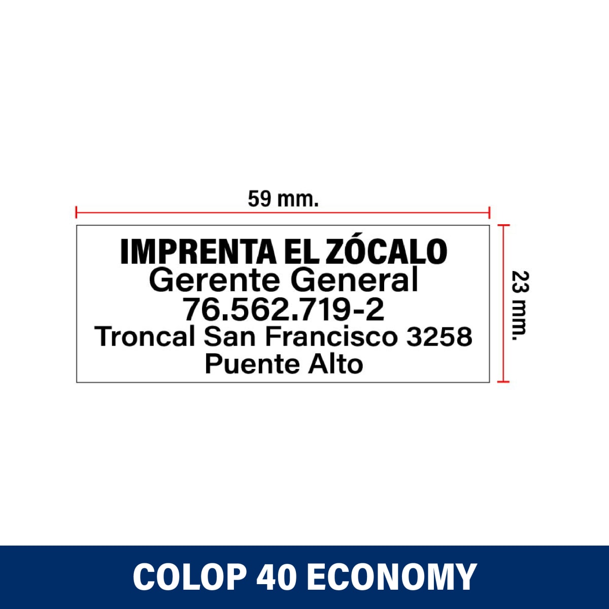 TIMBRE DE ESCRITORIO 23X59MM ECONOMY 40N COLOP2