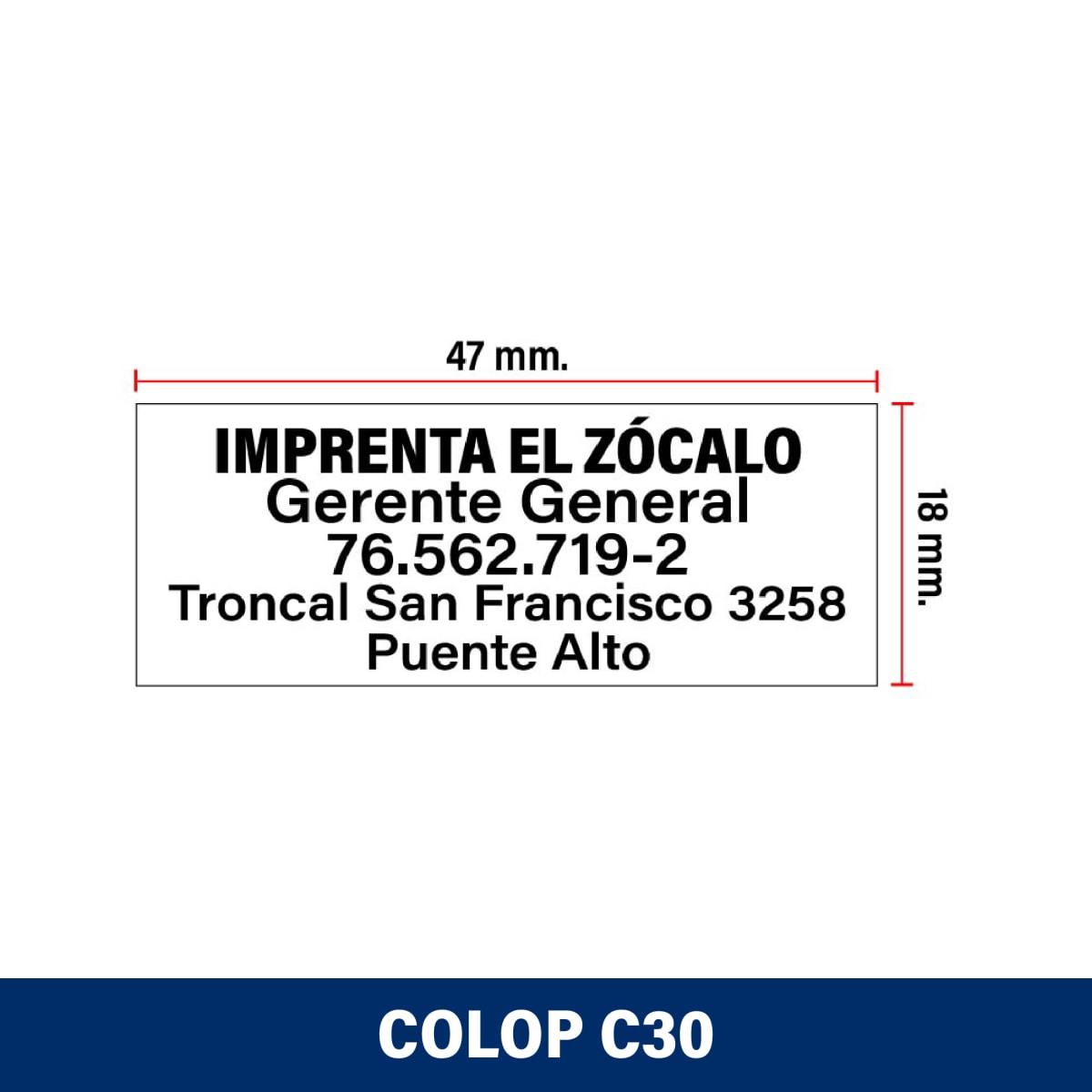 TIMBRE DE ESCRITORIO 18X47MM PRINTER C30 COLOP2