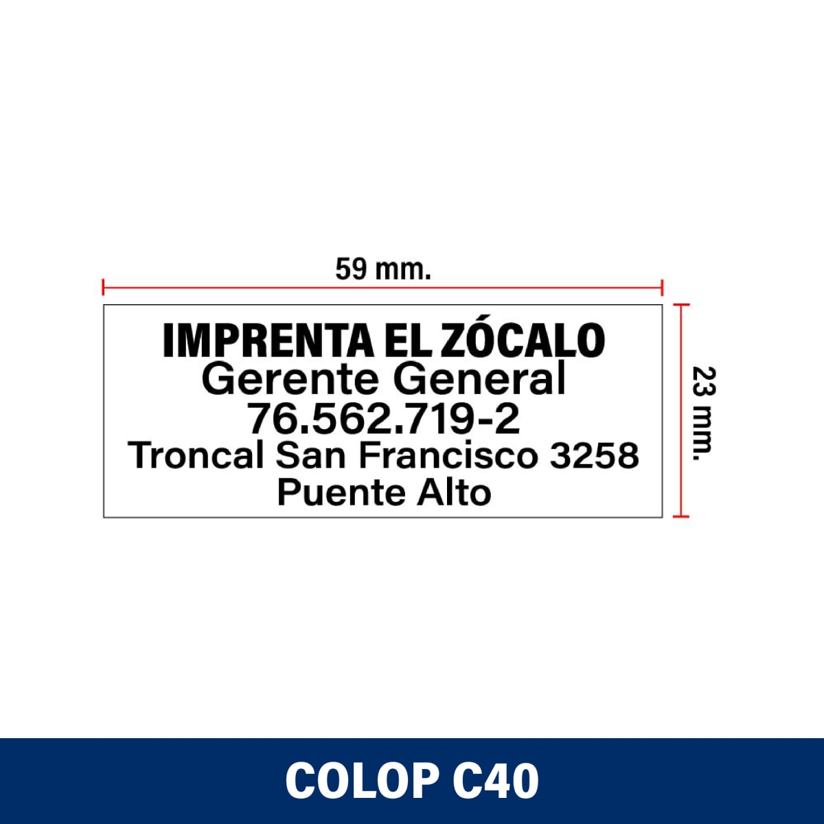 TIMBRE DE ESCRITORIO 23X59MM PRINTER C40 COLOP2