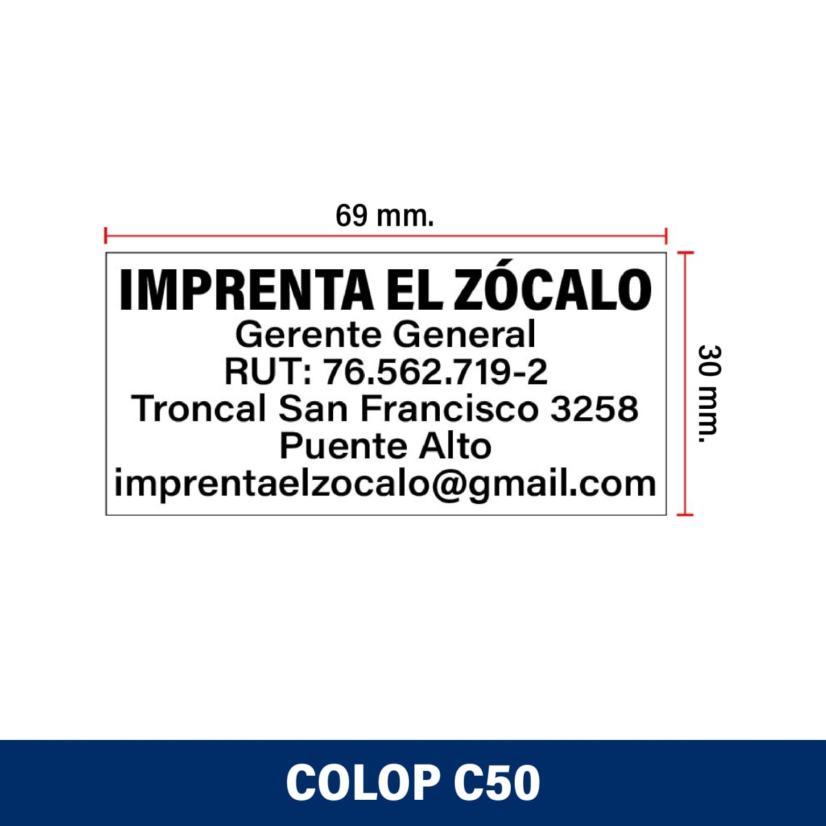 TIMBRE DE ESCRITORIO 30X69MM C50 COLOP2