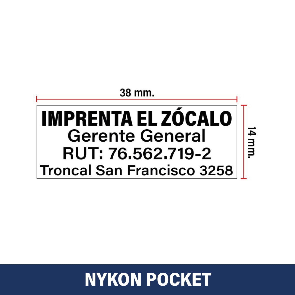 TIMBRE DE BOLSILLO 14X38MM POCKET V-P 302 NYKON ROJO2