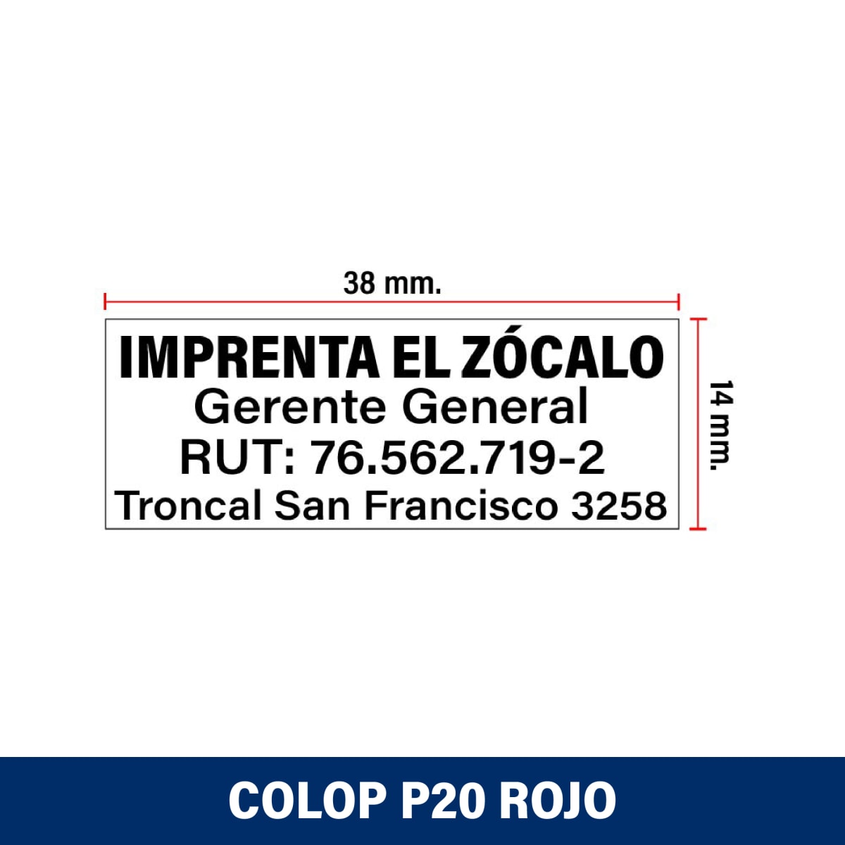 TIMBRE DE BOLSILLO 14X38MM POCKETSTAMP P20 ROJO COLOP3