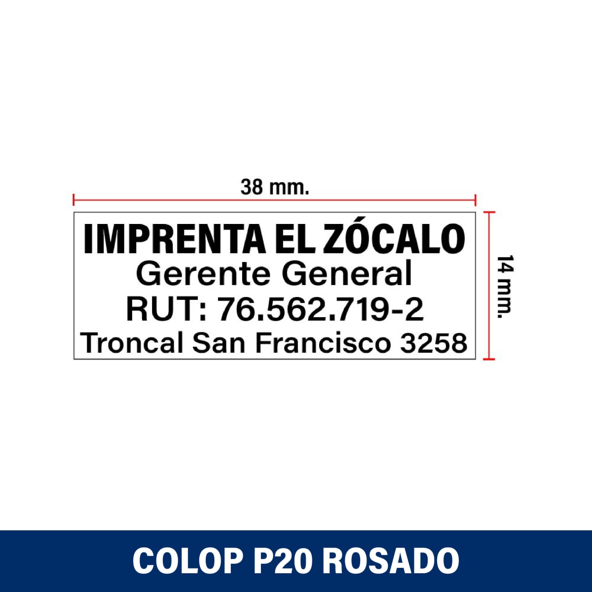 TIMBRE DE BOLSILLO 14X38MM POCKETSTAMP P20 ROSA COLOP3