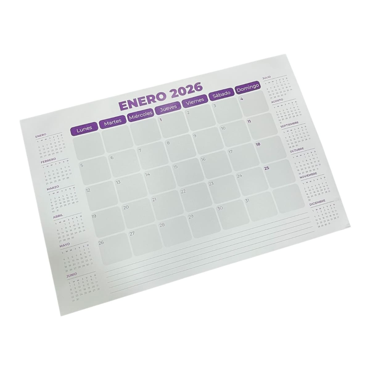 CALENDARIO MENSUAL COLOR BOND 105GRS 33X48CM EL ZOCALO1