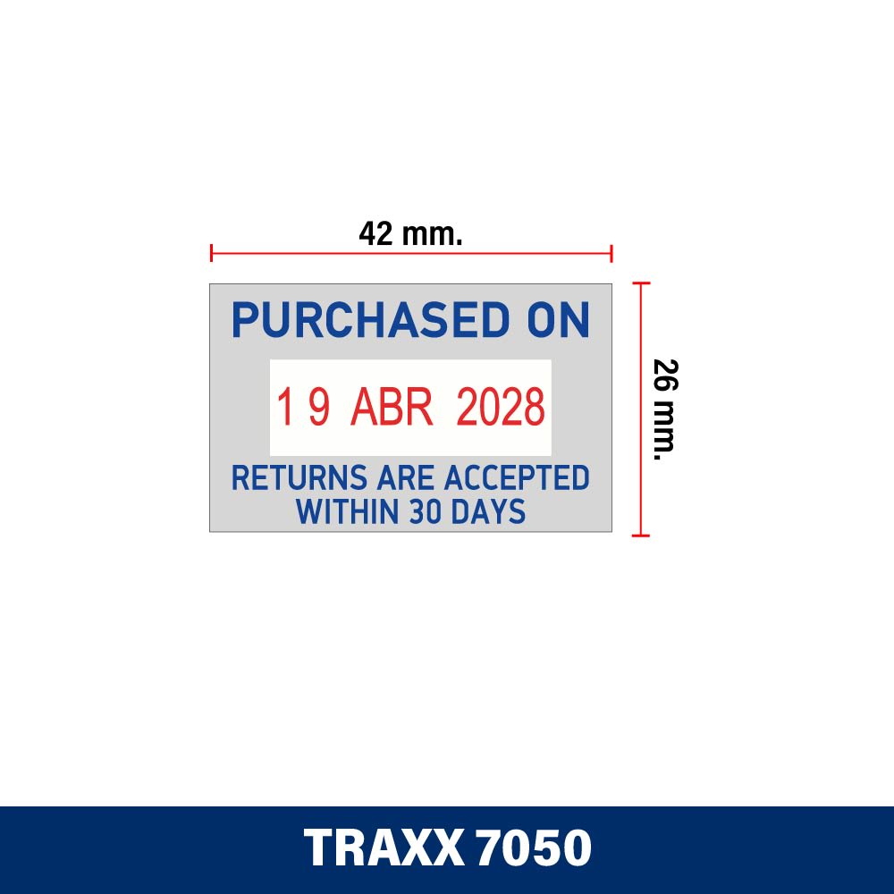 TIMBRE SELLO AUTOM FECHA/LEYENDA 42X26MM 7050 TRAXX2