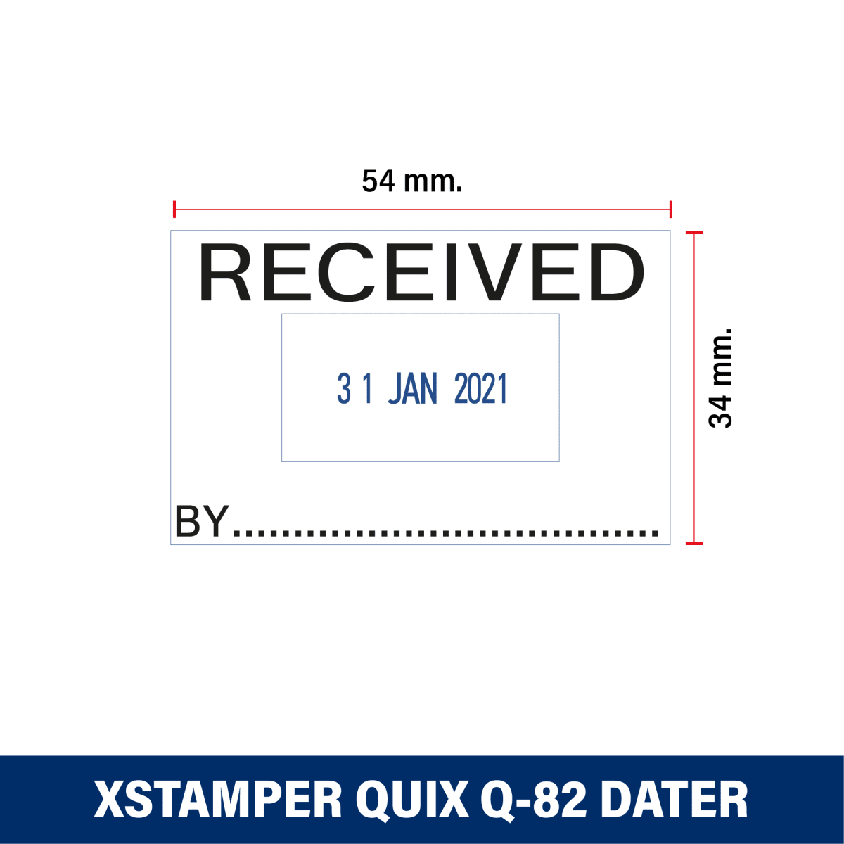 TIMBRE ESCRITORIO FECHADOR FECHADOR AZUL 34X54MM Q82 XSTAMPER TINTA NEGRA2