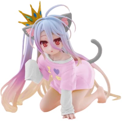 TAITO FIGURA SHIRO DESKTOP CUTE CAT EARS T-SHIRT RENEWAL VER NO GAME NO LIFE