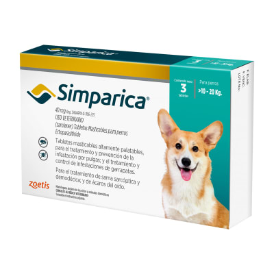 Simparica 40mg (De 10 a 20 kg) 3 Comprimidos