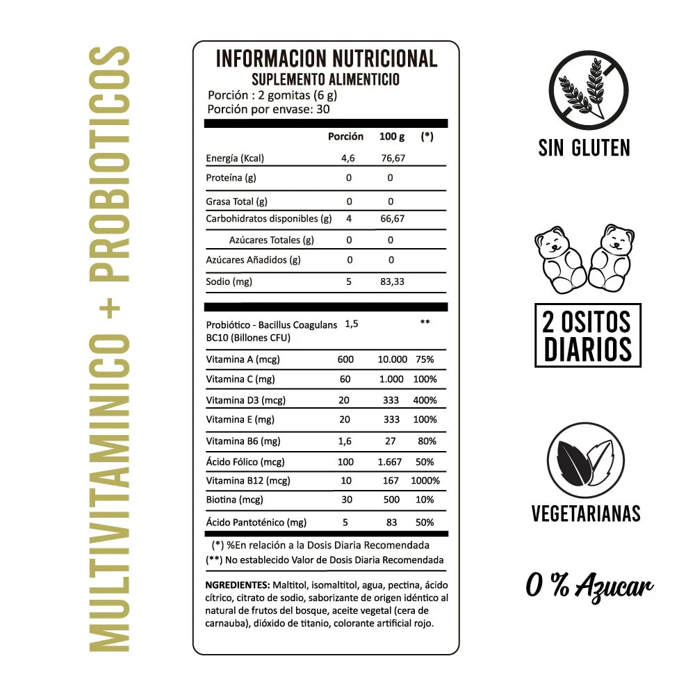 Multivitamínicos + Probióticos x 60 Gomitas - Perfect Bear2