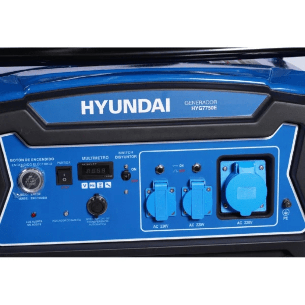 Generador Hyundai Gasolina HYG7750E – 5,5 kW, Monofásico, Abierto con Ruedas y Arranque Eléctrico1