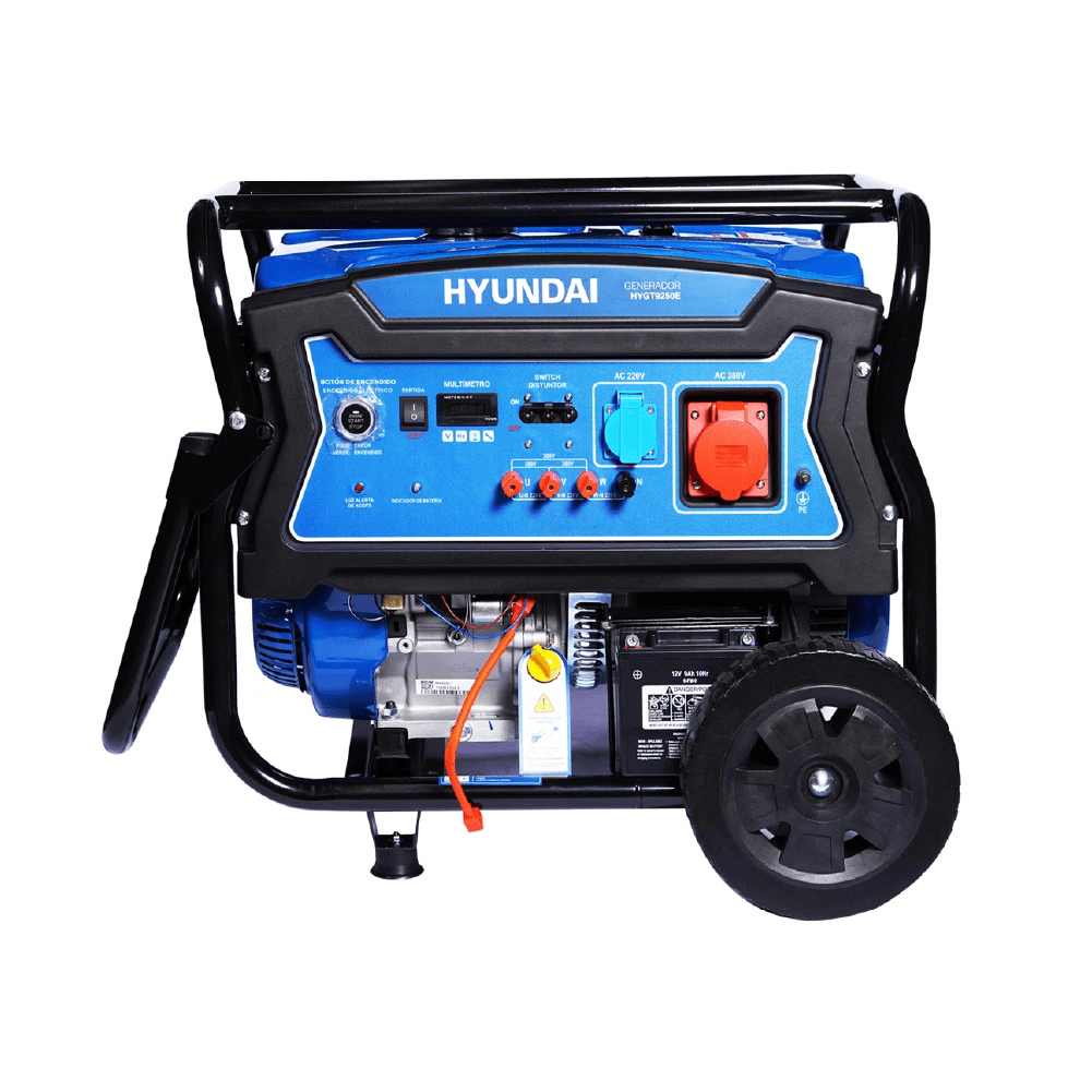 Generador Hyundai Gasolina 6,5 kW HYGT9250E | Partida Eléctrica, Trifásico, Abierto con Ruedas5