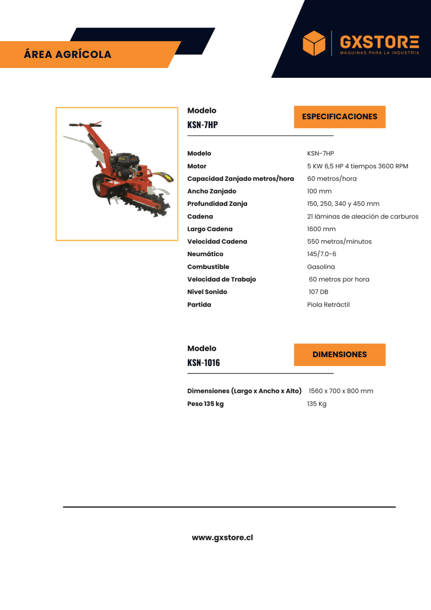 Zanjadora de Tierra KSN-7HP 6,5 Hp1