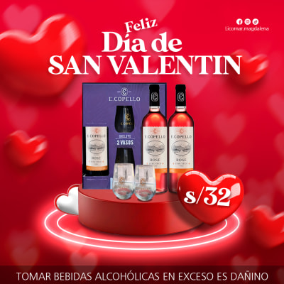 PACK 2VINO ROSE +2VASOS COPELLO