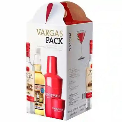 PACK PISCO VARGAS +GOMA+SHAKER Y VASO