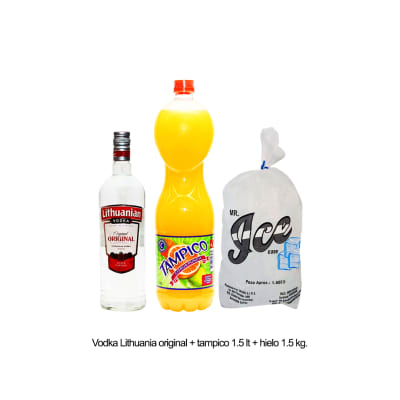 COMBO VODKA LITHUANIA ORIGINAL+TAMPICO 1.5 LT+HIELO 1.5 KG1