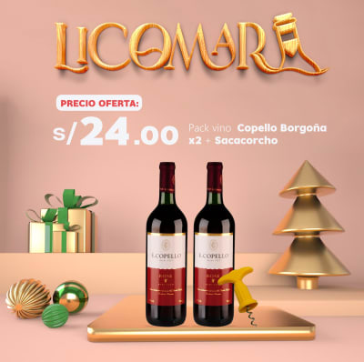 PACK E.COPELLO BORGOÑA 750 ML 2UND + SACACORCHO