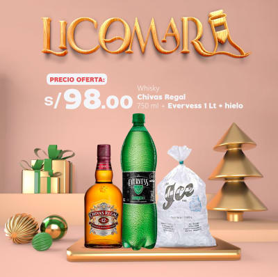 CHIVAS 12 AÑOS + EVERVESS + HIELO