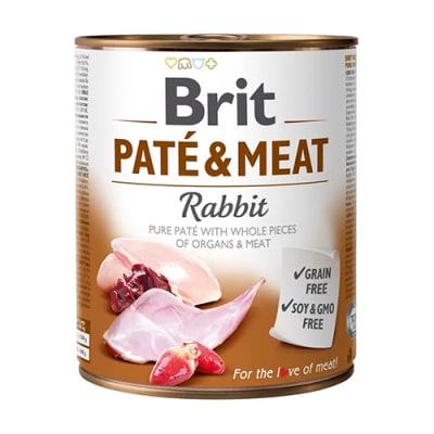 LATA BRIT PERRO PATE Y CARNE DE CONEJO 800 GR