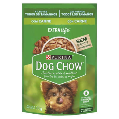 DOG CHOW  CACHORRO RZ. PQ.  CARNE LECHE POUCH 100 GR1