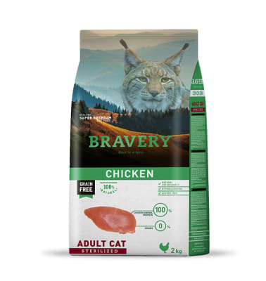 BRAVERY CAT ADULTO ESTERILIZADO POLLO 2 KG1