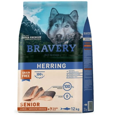 BRAVERY SENIOR LARGE/MEDIUM BREED PESCADO 12 KG