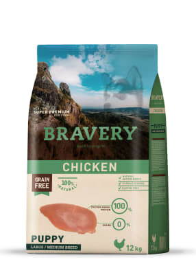 BRAVERY PUPPY MEDIUM/LARGE BREED POLLO 12 KG