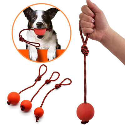 PELOTA DE GOMA MACIZA CON CUERDA ER060