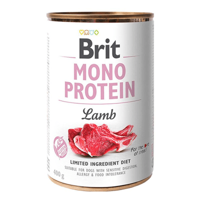 LATA BRIT PERRO MONO PROTEINA CORDERO 400 GR1
