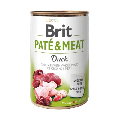 LATA BRIT PERRO PATE Y CARNE DE PATO 400 GR