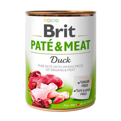 LATA BRIT PERRO PATE Y CARNE DE PATO 800 GR