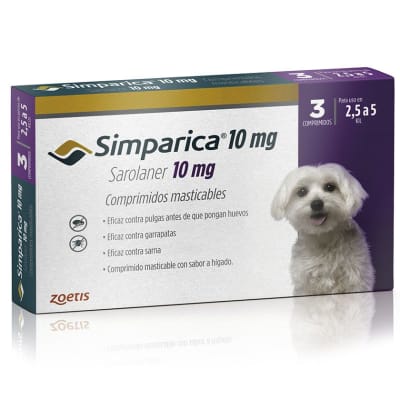 SIMPARICA 10 MG 2,5-5 KG 3 COMP1