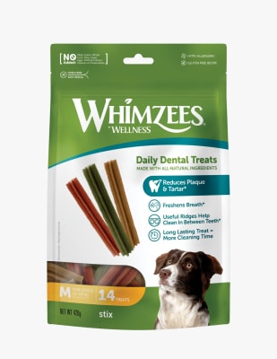 WHIMZEEES DAILY DENTAL TREATS STIX M 14 UN