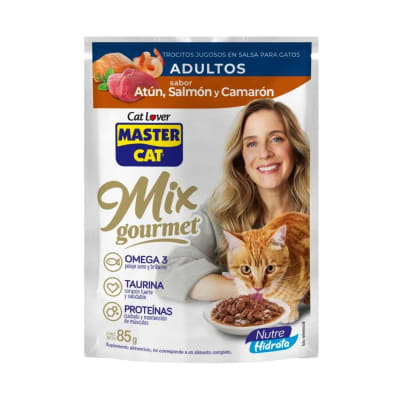 MASTER CAT POUCH MIX ATUN SALMON CAMARON 85 GR1