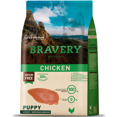 BRAVERY CHICKEN PUPPY LARGE/MEDIUM 12KG