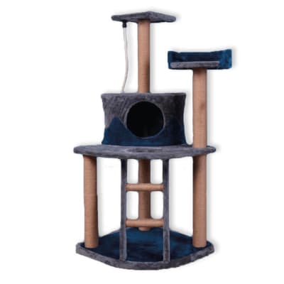 ESTACION DE JUEGO-RASCADOR ESQUINERO 3 NIVELES AZUL 47x47x120CM