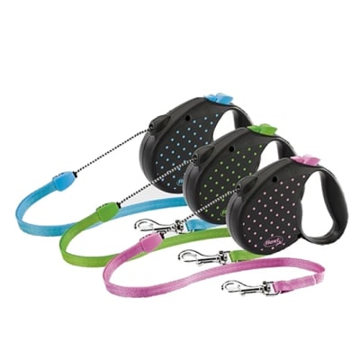 FLEXI COLOR DOTS CORDÓN RETRÁCTIL AZUL/ROSADO/VERDE 5 MT TALLA S