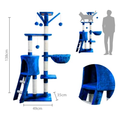 ESTACIÓN DE JUEGO-RASCADOR 5 NIVELES BLUE 50x35x140CM1