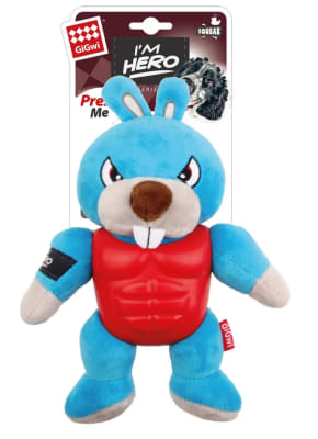 GIGWI PELUCHE I´M HERO SQUEAK CONEJO/HIPOPÓTAMO (TALLA M)